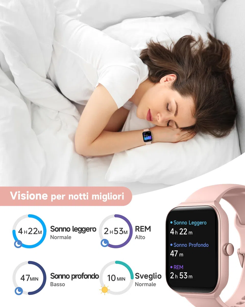 TOOBUR Smartwatch Donna Alexa Integrata, 1.95" Orologio Smartwatch Chiamate Cardiofrequenzimetro Contapassi SonnoImpermeabil IP68, 100 Sportivo, Notifiche Messaggi, Compatibile Android IOS
