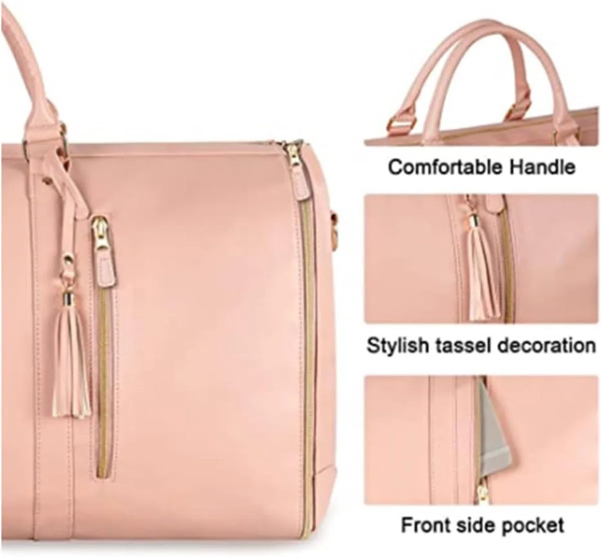 Grande capacità Carry On Garment Bag PU Leather Duffle Bag per le donne Impermeabile Abiti da Viaggio con Borsa Scarpiera 2 in 1 Appeso Valigia Pieghevole Tuta Borse Da Viaggio, Nero, Bagaglio a mano
