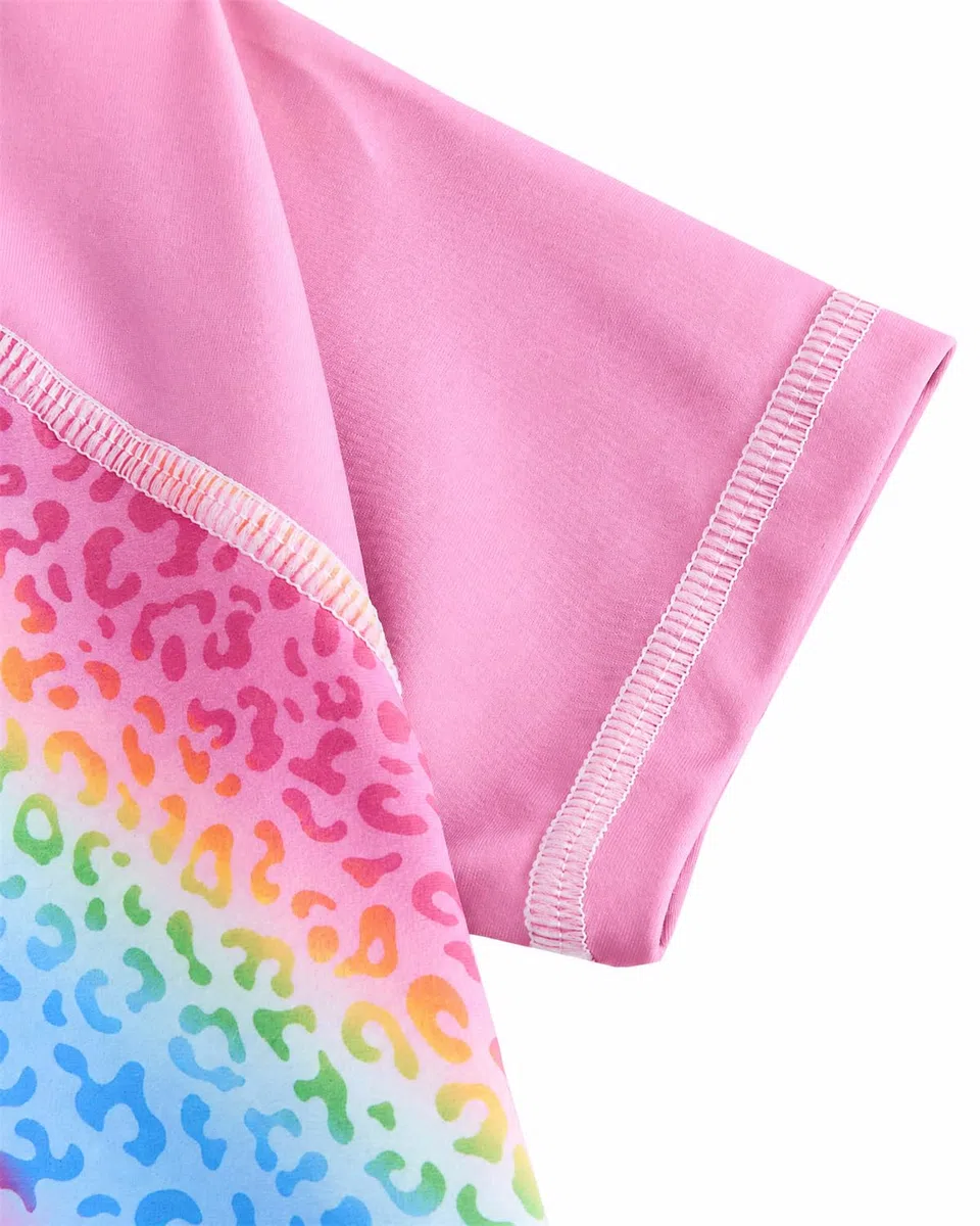 JiAmy Costume da Bagno per Ragazze, Maniche Lunga Estivo UPF50+ Costume Due Pezzi Set di Rash Guard Costumi da Bagno per Bambini 4-9 Anni