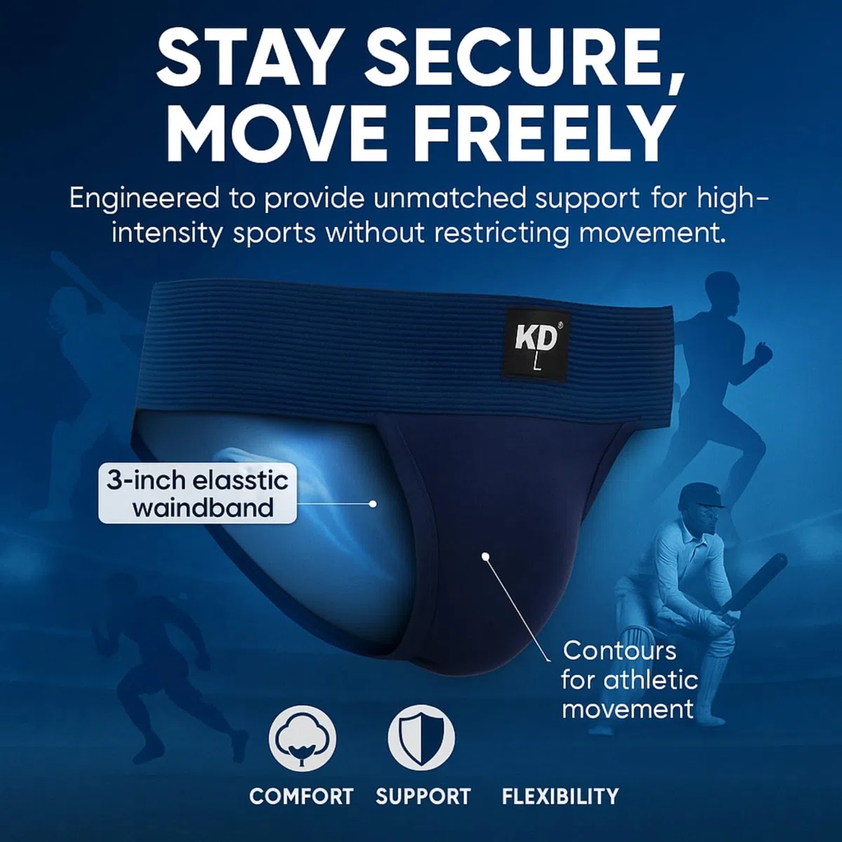 KD Willmax Regent Gym Jockstrap - Sospensorio da uomo, in cotone, con cintura morbida, copertura posteriore completa, vestibilità sportiva