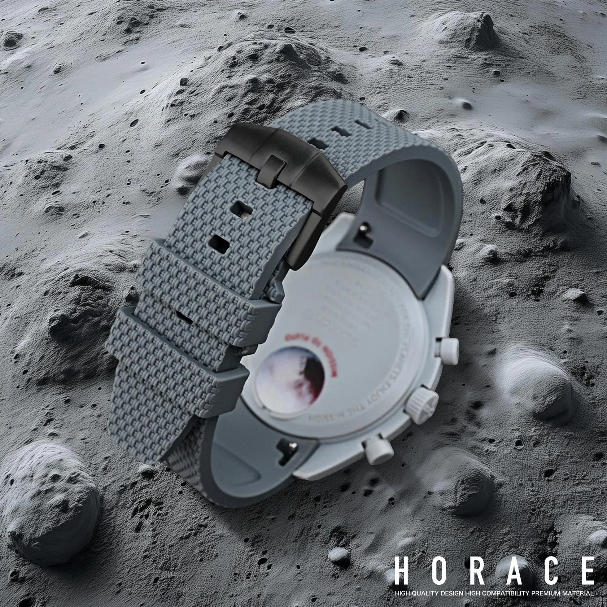 HORACE Cinturino universale da 20 mm in silicone LSR con sgancio rapido – Texture premium con linea colorata – Compatibile con Omega x Swatch MoonSwatch