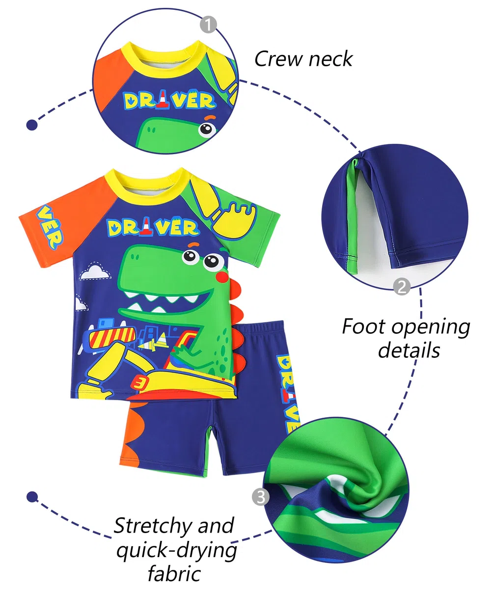 SEAUR Costume da bagno 2 pezzi da ragazzo 3-8 anni anti UV, set da spiaggia da surf per bambini e ragazzi, top + pantaloncini da bagno per piscina, nuoto UPF 50+