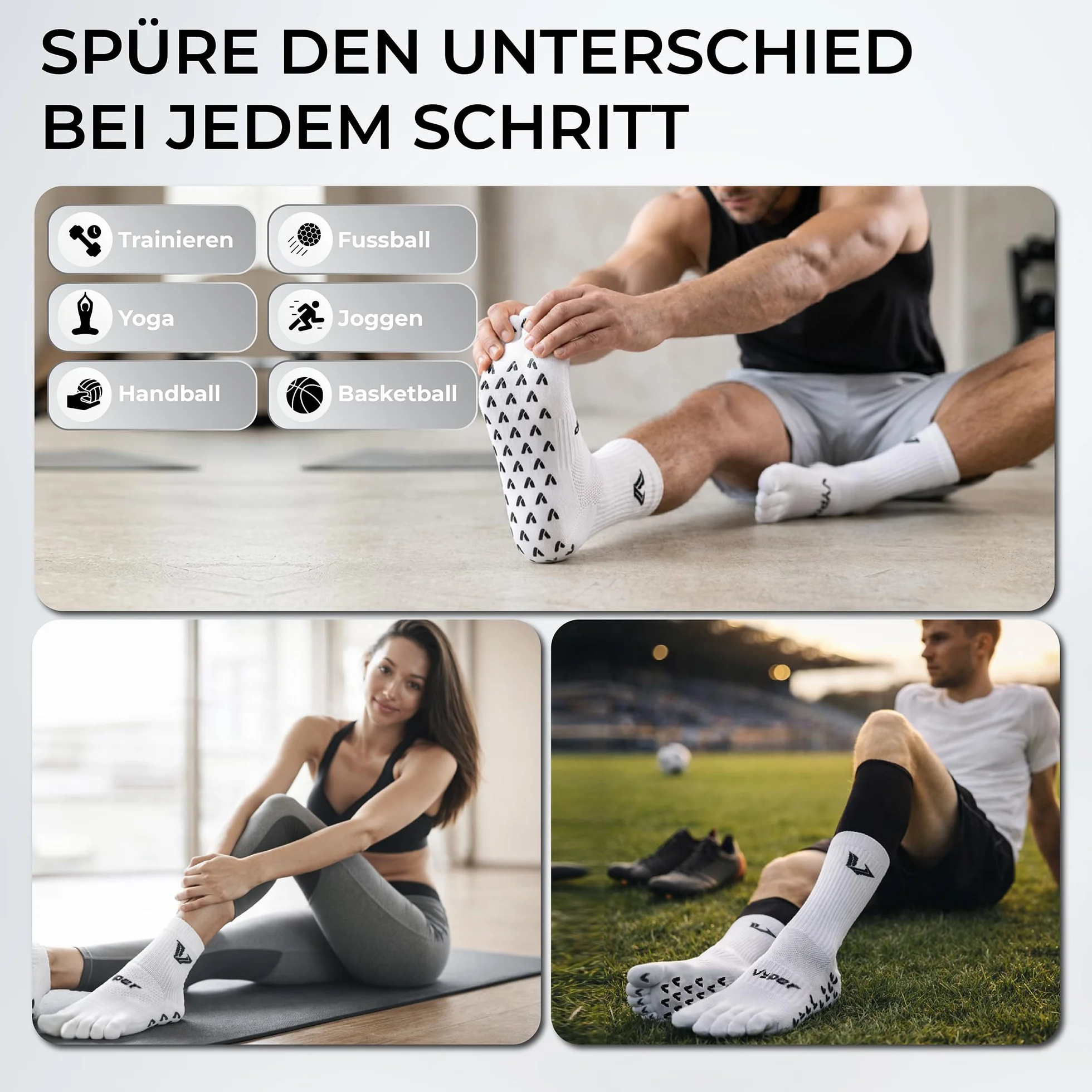 3 paia di calzini antiscivolo per dita dei piedi, calzini da calcio, nuovo design, calzini sportivi a 5 dita, traspiranti, antiscivolo, per molti sport