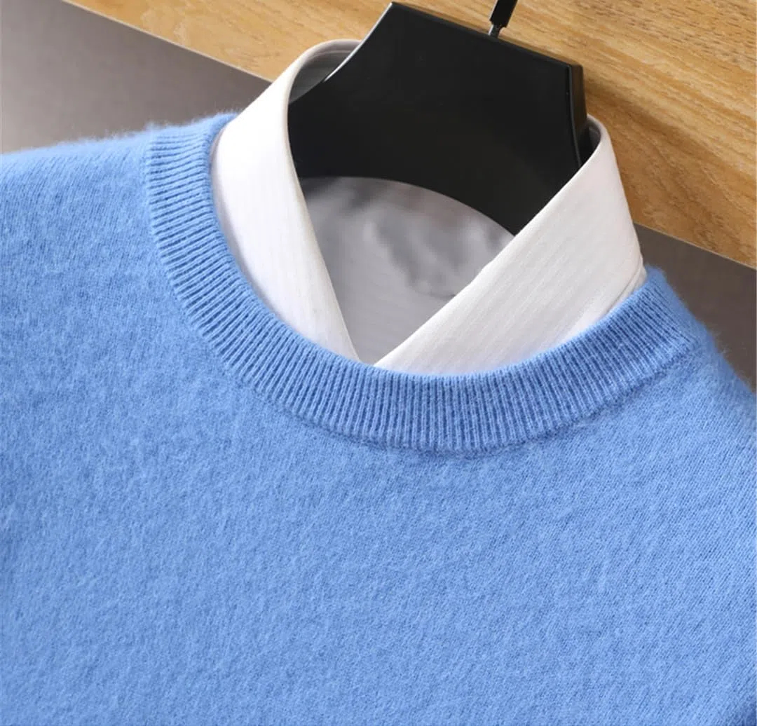 Rfmfkkg Maglione da Uomo in Cashmere Girocollo Tinta Unita Pullover Caldo Maglione Classico in Morbida Maglia