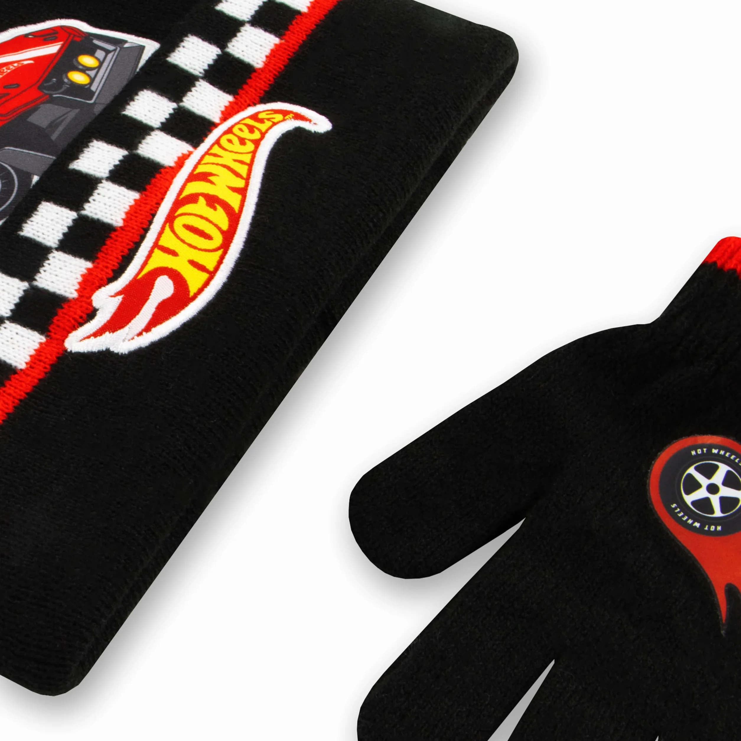 Hot Wheels Cappellino Bambino | Beanie E Guanti Invernali | One Size Nero