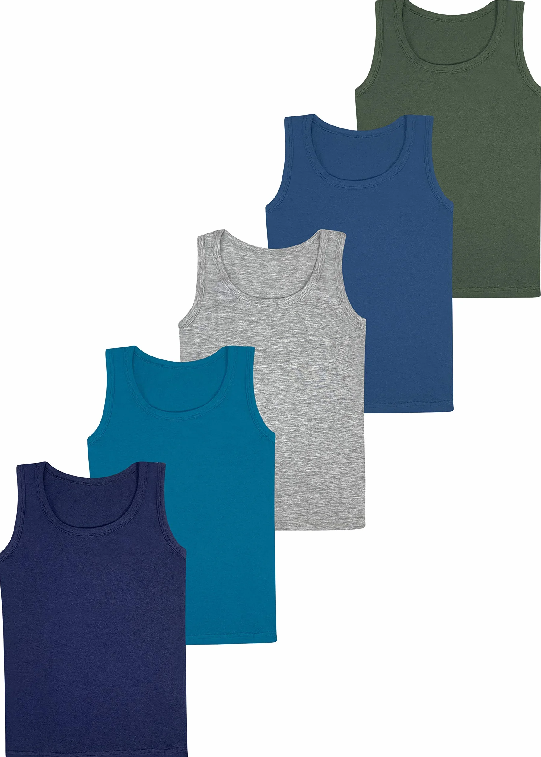 LOREZA ® 5 Canottiere da Bambino in Cotone- Basics - 2-15 Anni