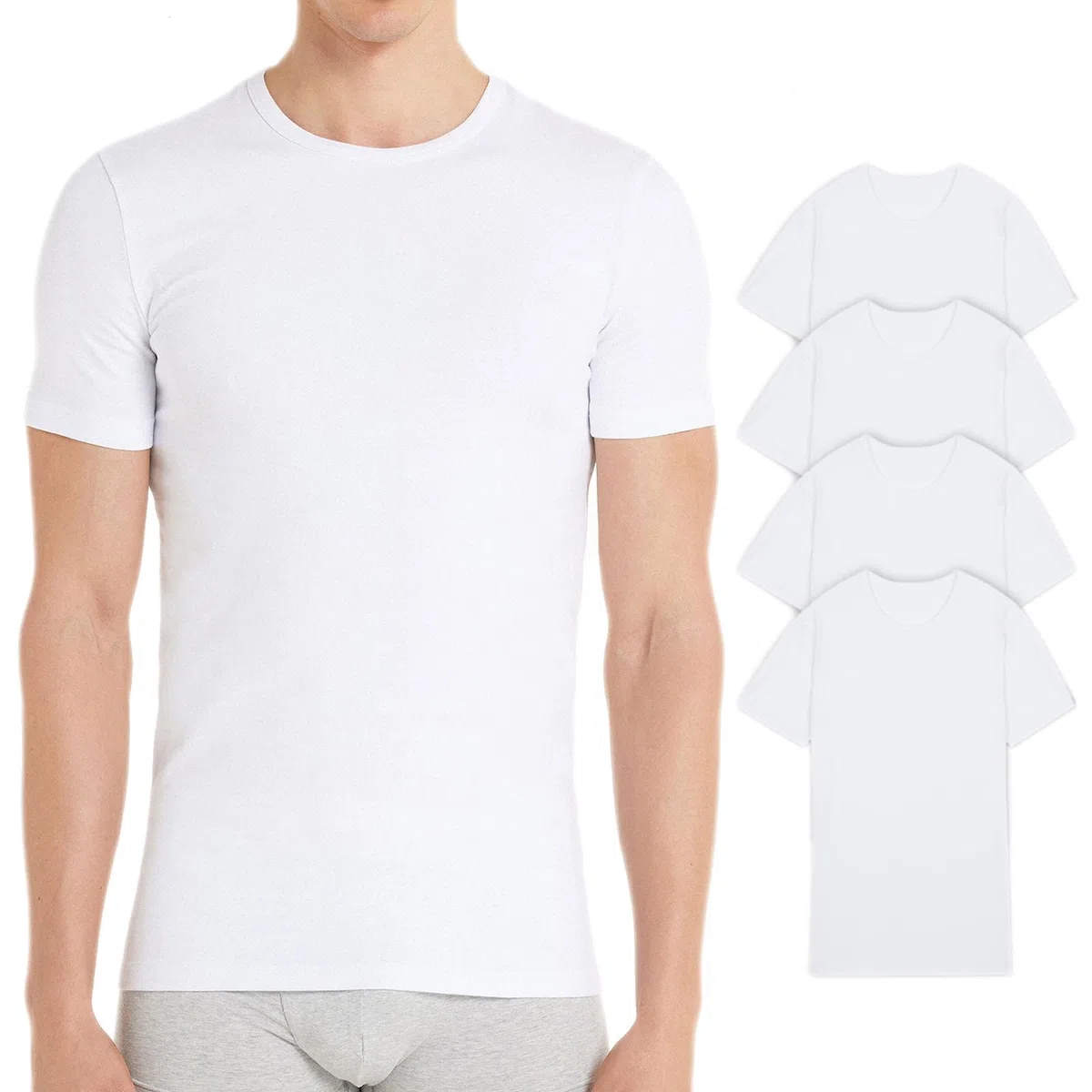Magliette da Uomo 100% Cotone Caldo Felpato Pacco da 4 Pezzi T-Shirt Maniche Corte Magliette e Canottiere Intime Made in Italy