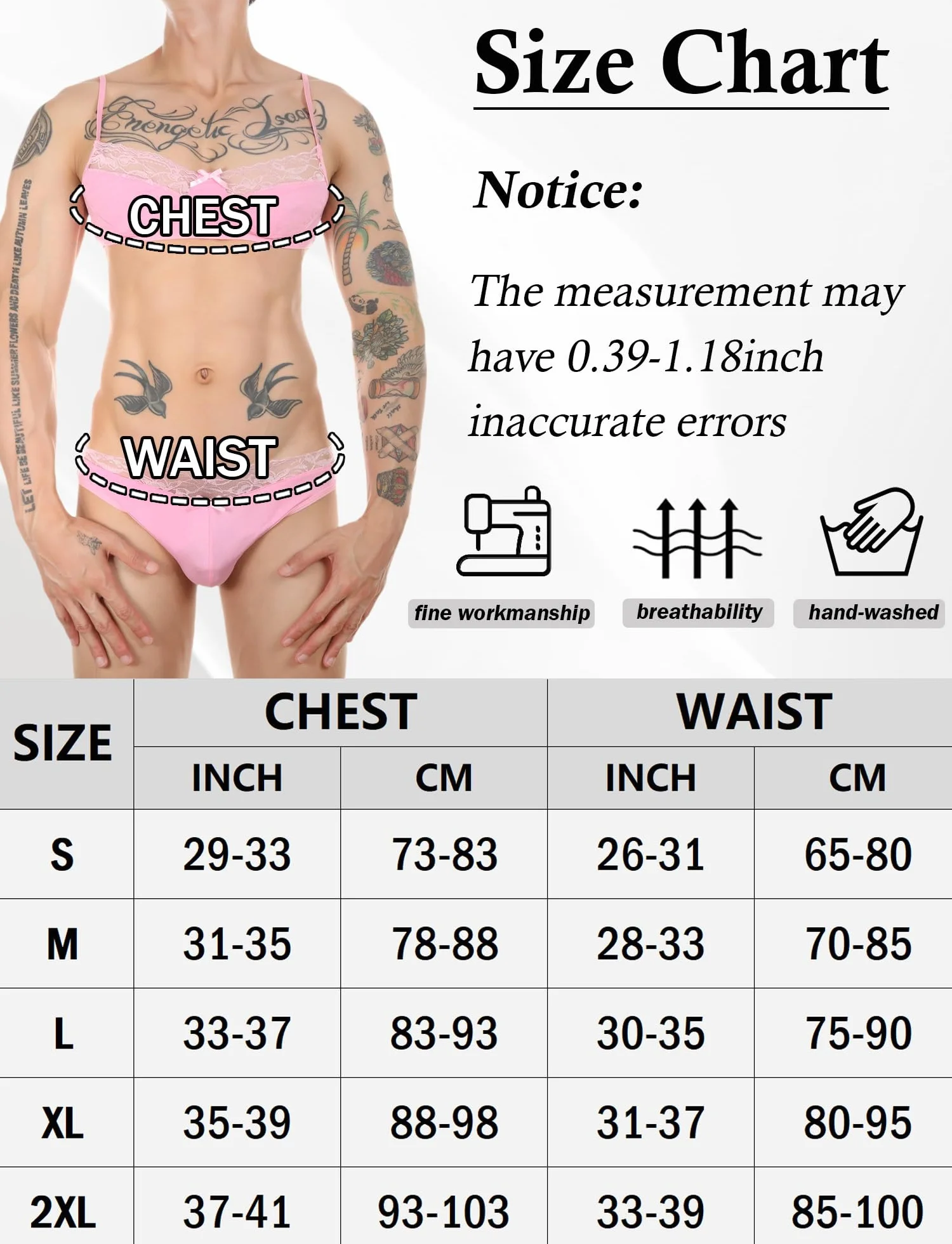 AIEOE Sissy - Set di biancheria intima in pizzo sexy, reggiseno e mutandine leggere, set di lingerie gay incrociato, reggiseno e slip in pizzo, mutandine S-XXL