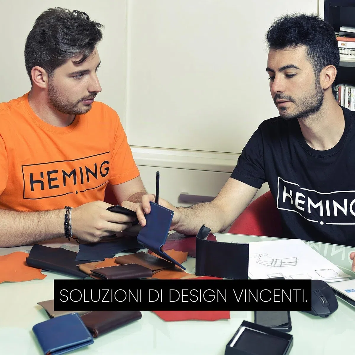 HEMING Portafoglio uomo slim nero - 100% pelle - piccolo sottile - Porta soldi e carte di credito - Portacarte - compatto