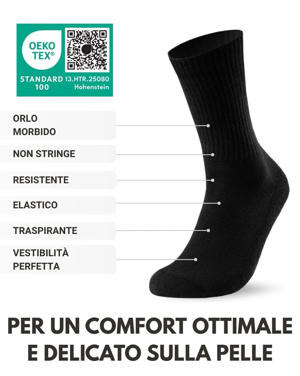 sockenkauf24 10 Paia Calze Sportive Uomo Donna Calzini Tennis Spugna Rinforzati Crew Socks
