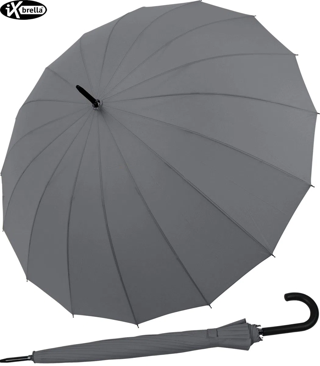 iX-brella Ombrello lungo, di alta qualità, 16 pezzi, con sistema automatico resistente alle tempeste