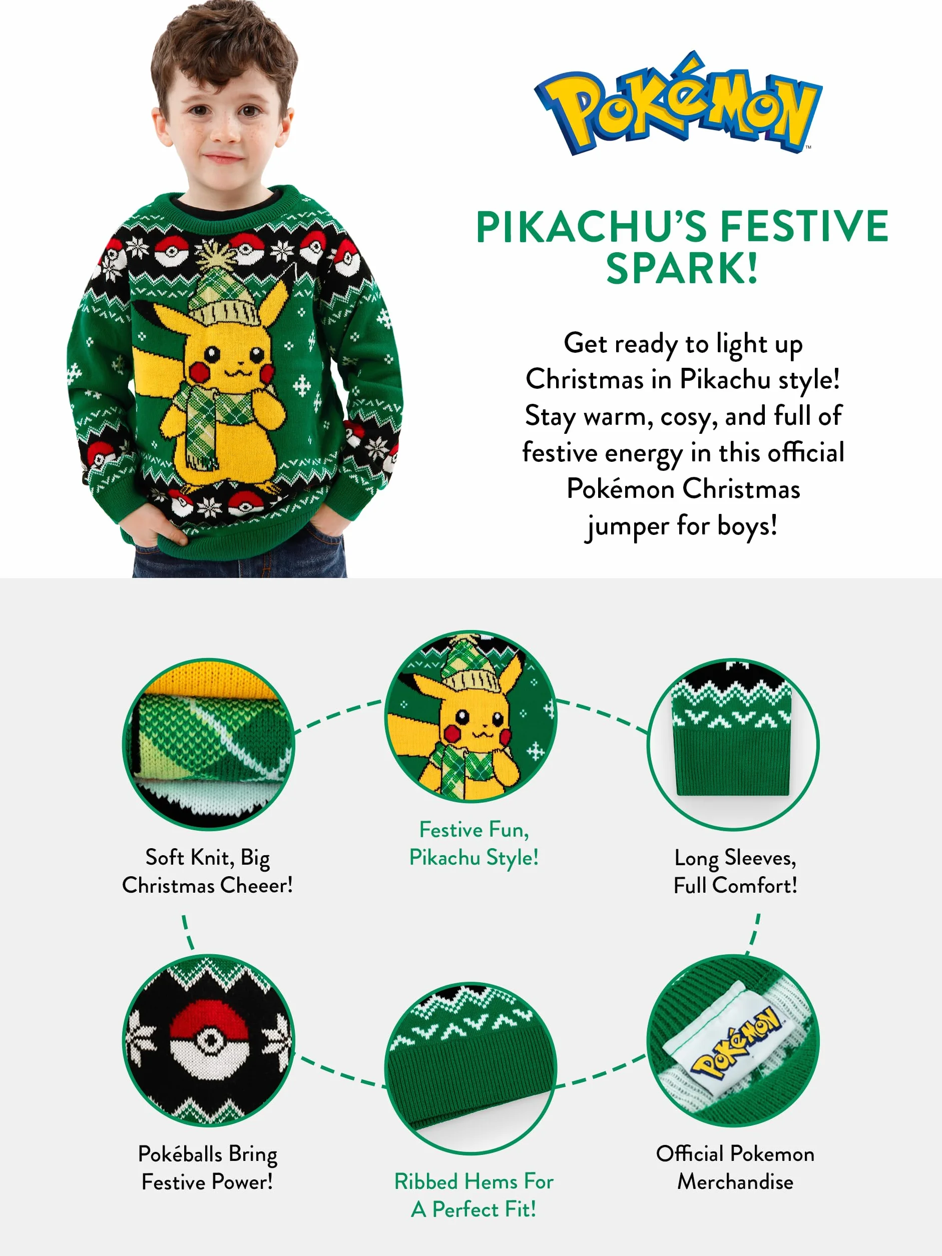Pokémon Ragazzi Maglione di Natale di Pikchu