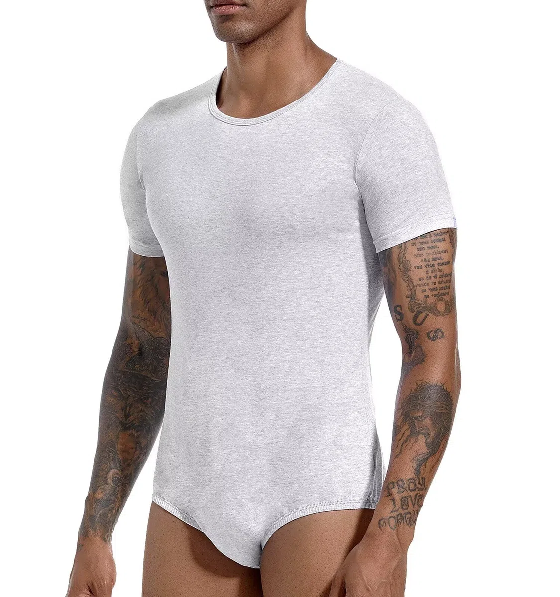 Landofgenie Body da Uomo Intero Intimo con Cotone a Maniche Corte