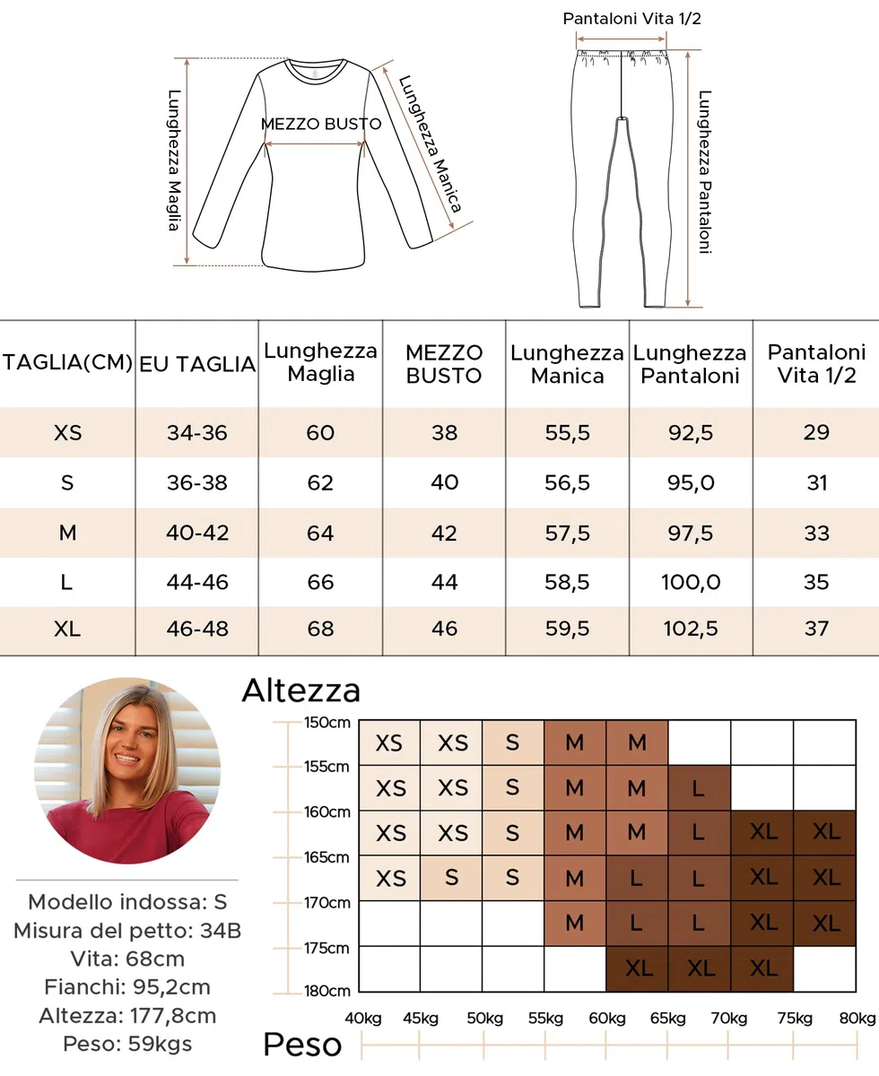 INNERSY Intimo Termico Donna Completo Maglia Termica Manica Lunga e Pantalone Caldo Pigiama Invernale Sci Set