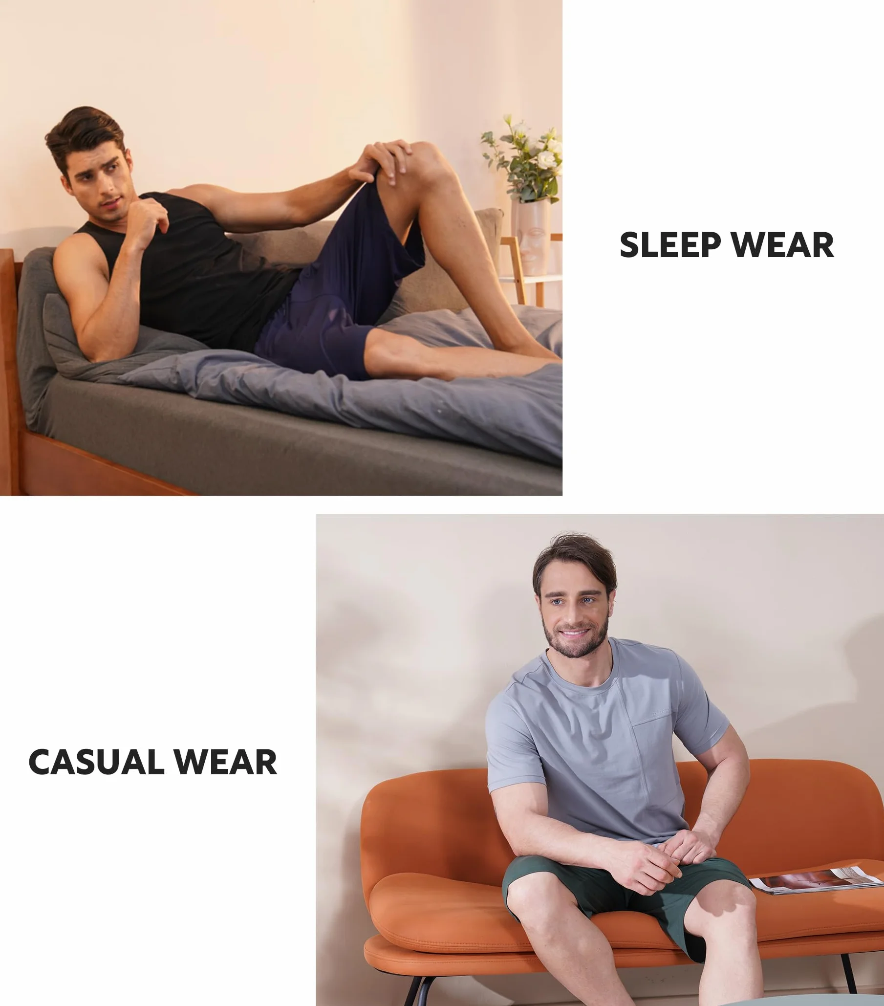 DAVID ARCHY Pigiama da Uomo 100% Cotone, Confortevole Pigiama Corto, Camicia da Notte a Due Pezzi da Uomo a Maniche Corte e Pantaloni con Tasche con Bottoni