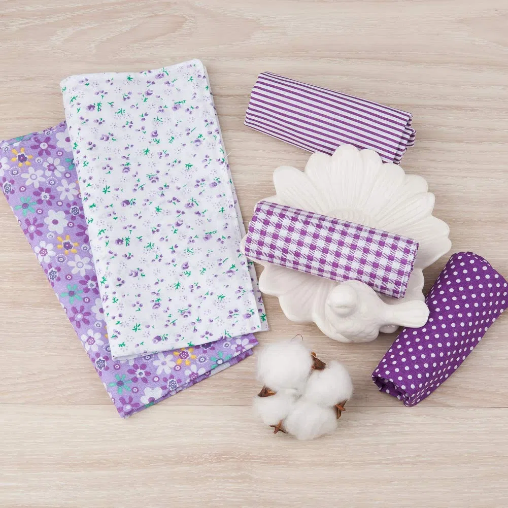 HOULIFE Fazzoletti da donna con fiori in puro cotone viola, per uso quotidiano, 5/10 pezzi, 36 x 36 cm, regalo per la festa della mamma