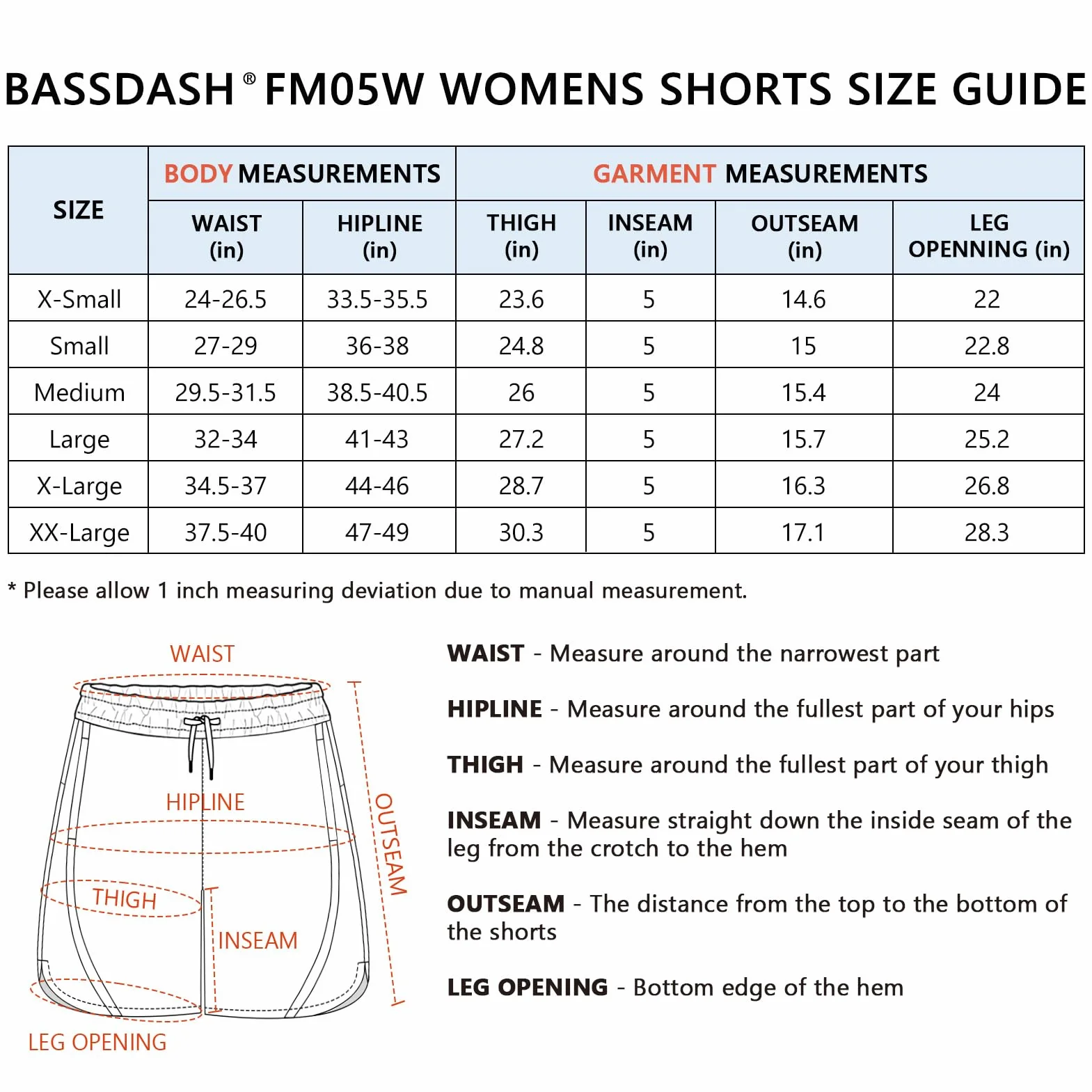 Bassdash UPF 50+ Donna Pantaloncini Shorts da 5” Leggeri per Trekking Escursionismo Impermeabili ad Asciugatura Rapida con Cerniera FP05W