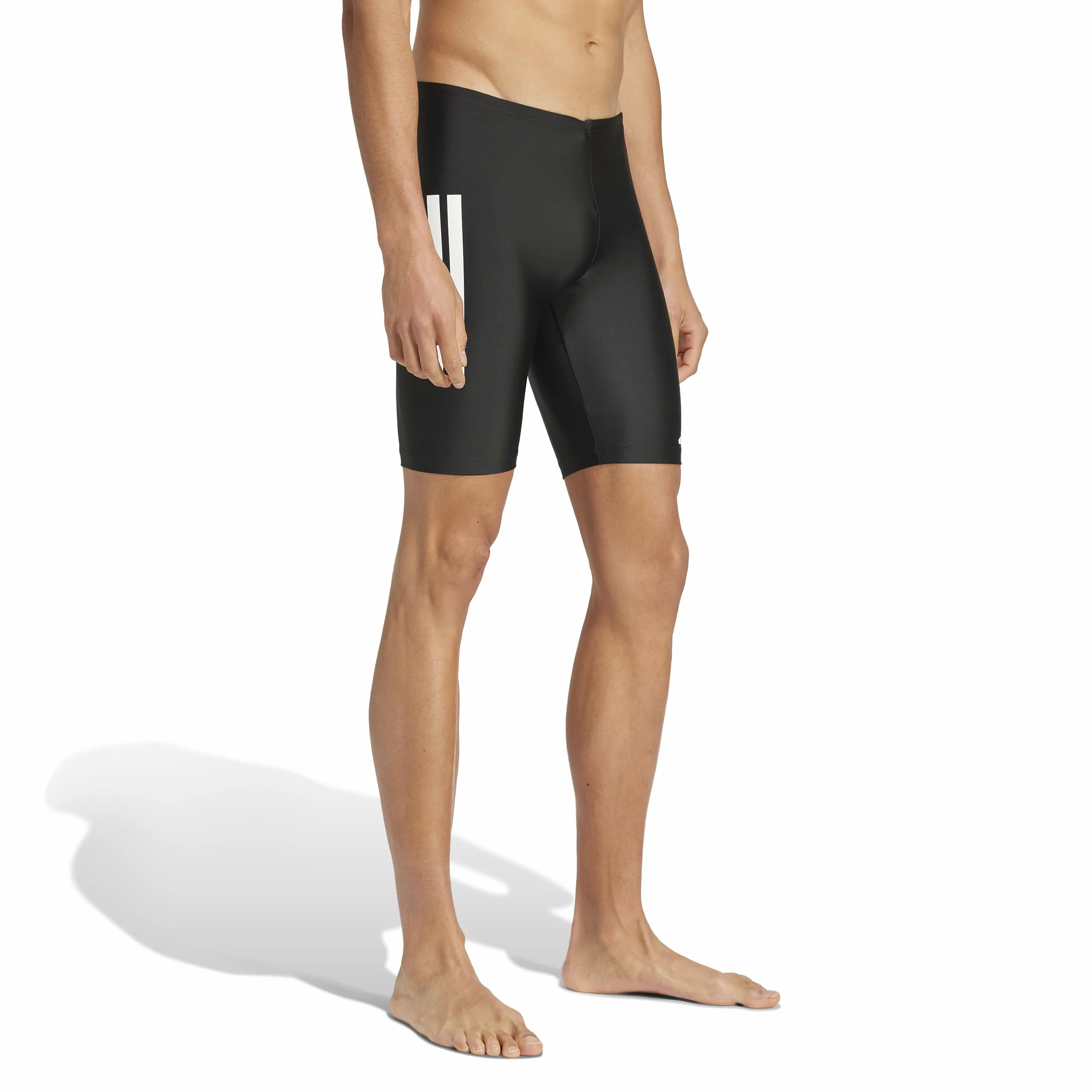 adidas Homme 3 Stripes Swim Jammers 8 inch, Black/White, L-XL
