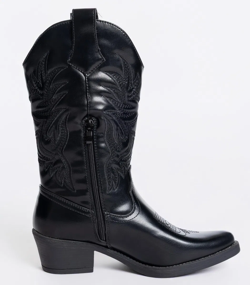 Stivali Texani Donna Cowboy Western con Ricami e Tacco Largo Stivaletti Chic 957