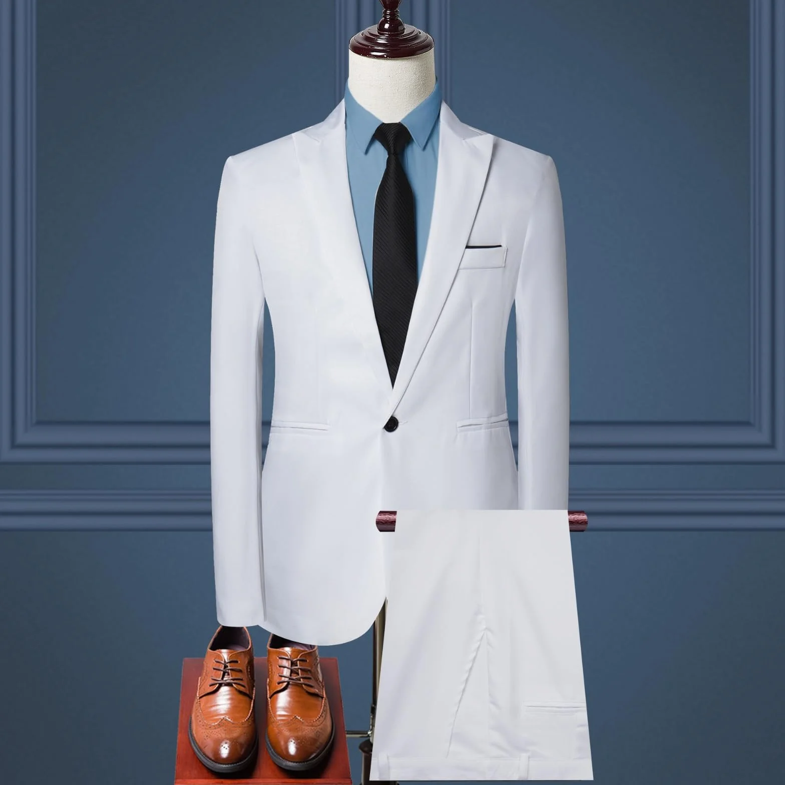 Fulidngzg Abito Uomo Elegante Completo 2 Pezzi Primavera Autunno con Blazer e Pantaloni Vestito Slim Fit Casual Taglie Forti Comode per Matrimonio Cerimonia Business