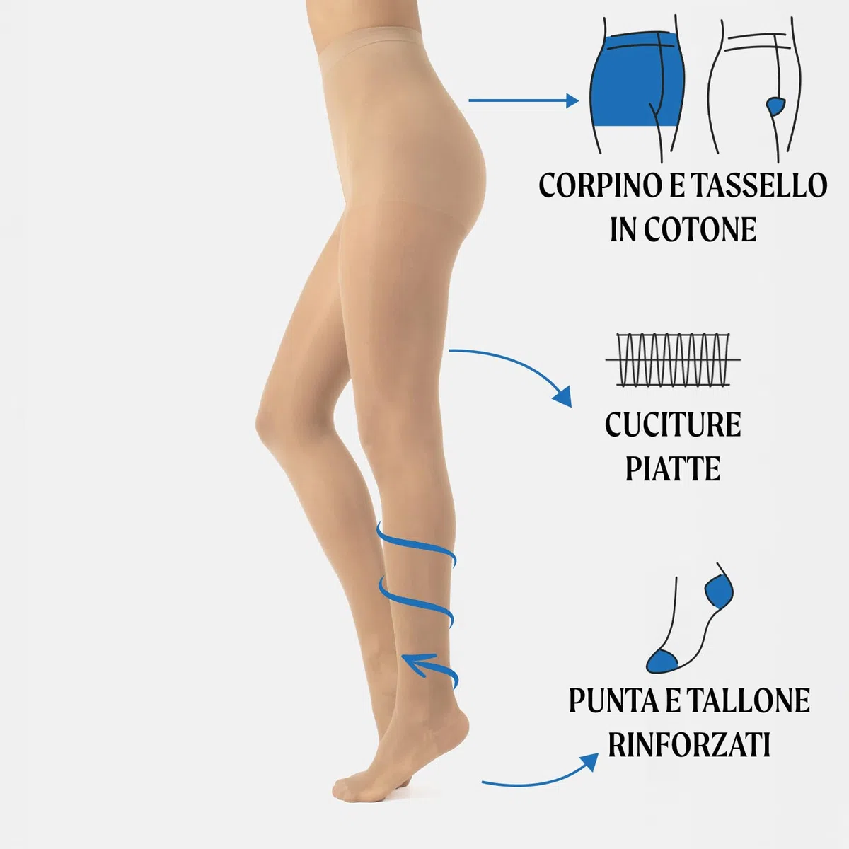 CALZITALY Collant Riposante, Compressione Forte 10mm/Hg, 70 DEN, S, M, L, XL, XXL, 3XL, 4XL, Made in Italy