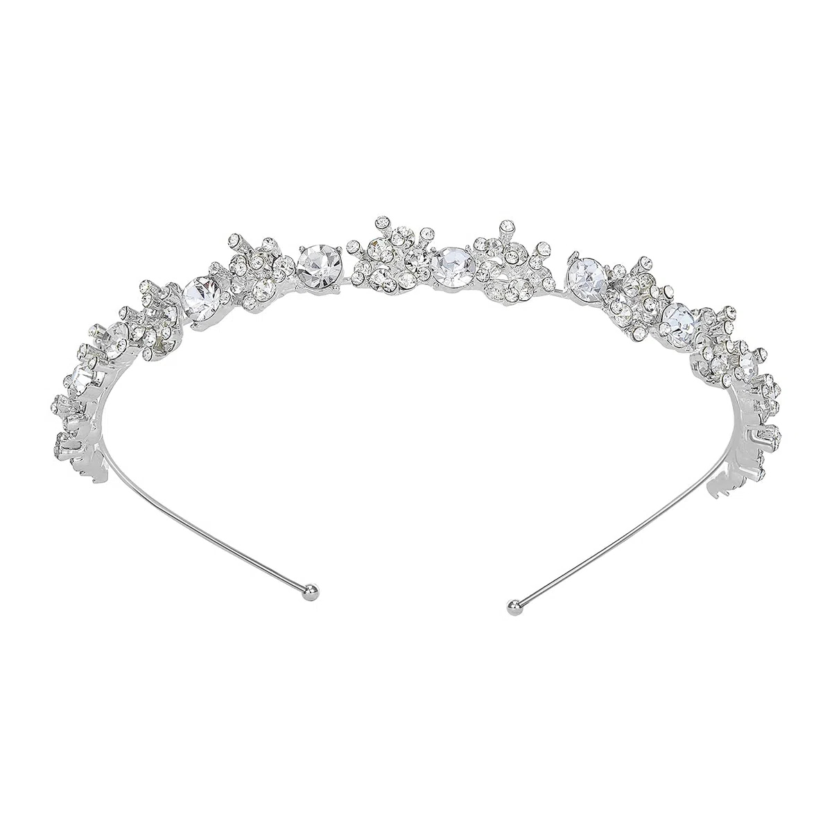 SWEETV Cristallo Nozze Cerchietti Argento Nuziale Fasce per Capelli Strass Copricapo Tiara Le signore Accessori Capelli per Le spose