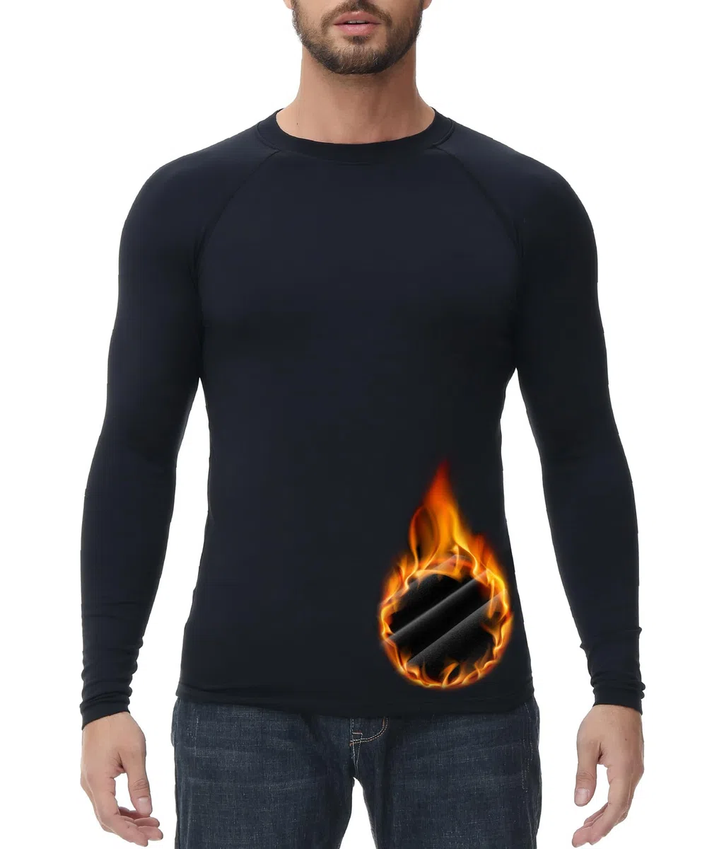 HUGE SPORTS Maglia Termiche da Uomo Invernale Biancheria Intimo Termica a Maniche Lunghe Asciugatura Rapida Corsa Ciclismo