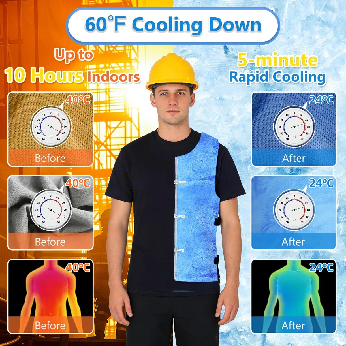 Gilet di raffreddamento evaporativo per uomini e donne, gilet di raffreddamento attivato dall'acqua per la stagione calda