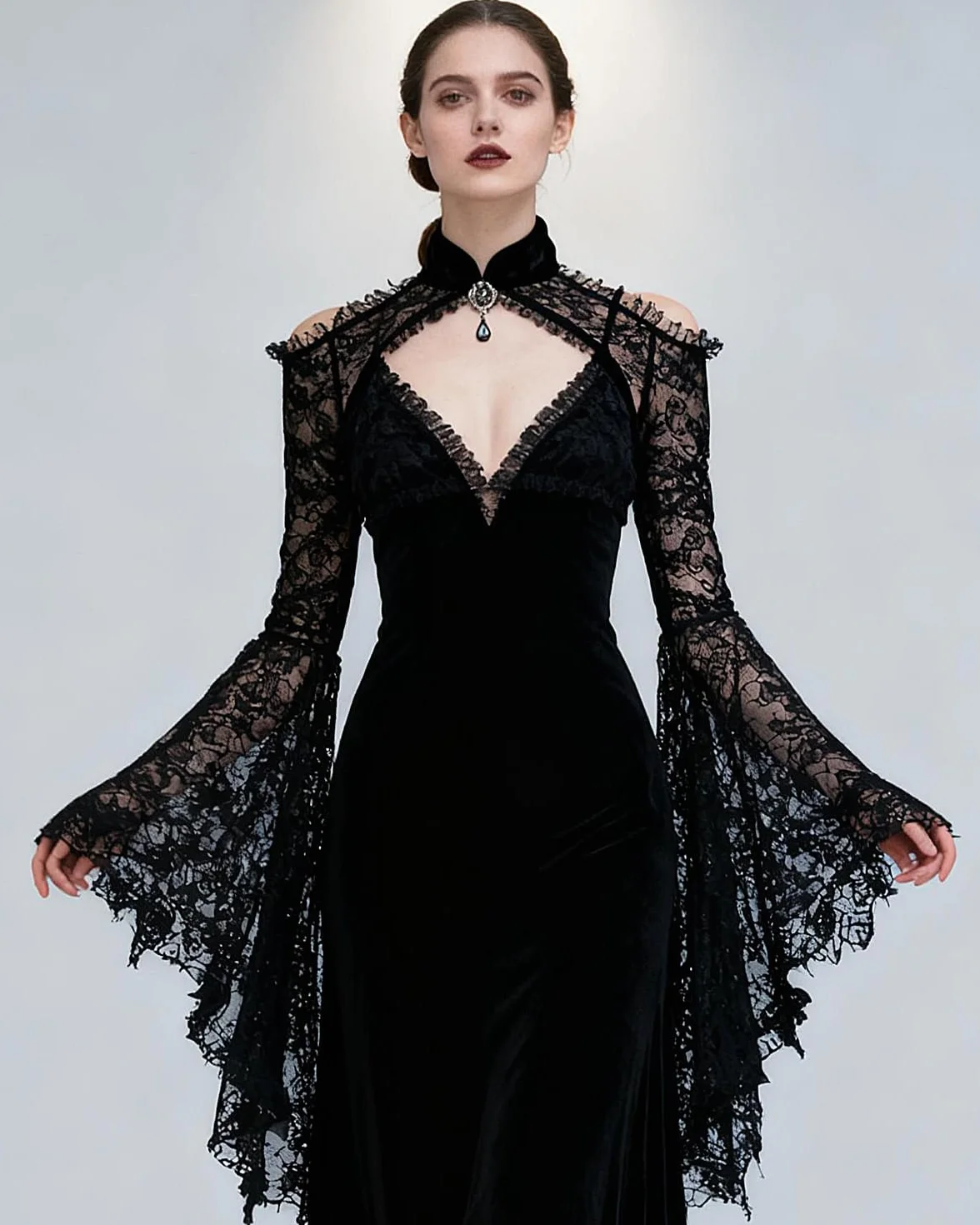 keland Donna Coprispalle Gotico Lolita in Pizzo Cardigan Crop Top Bolero a Maniche Lunghe