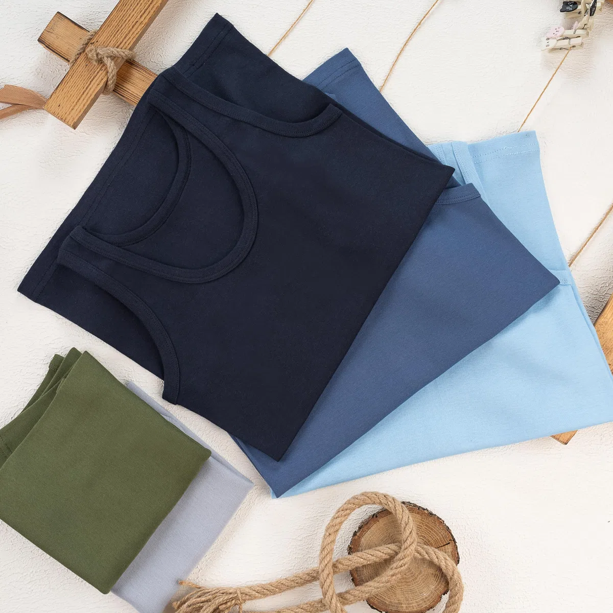LOREZA ® 5 Ragazzi Biancheria Canottiere Intima 100% Cotone Senza Cuciture Laterali Canotta