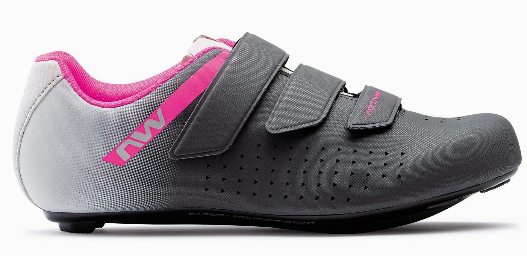 Northwave Core 2 Donna Scarpe MTB da Ciclismo, Compatibili SPD, Suola Nrg Air Carbon, 3 Strappi Trail, Grigio Scuro