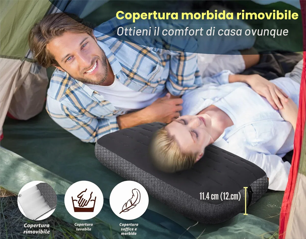 TREKOLOGY Grande cuscino gonfiabile – ALUFT Ultra Camping Cuscino per spiaggia e campeggio, cuscino gonfiabile per avventure all'aria aperta