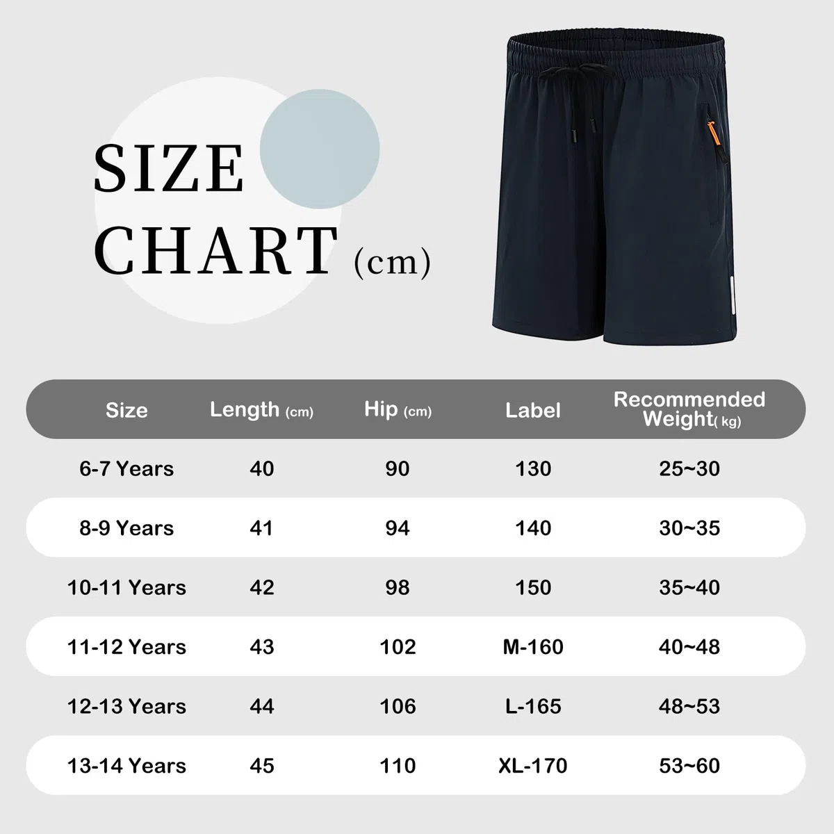 LACOFIA 2 Pezzi Pantaloncini Bambino Asciugatura Rapida Shorts Ragazzo Leggeri Estivi Traspiranti con Tasche con Cerniera Elastico in Vita 6-14 Anni