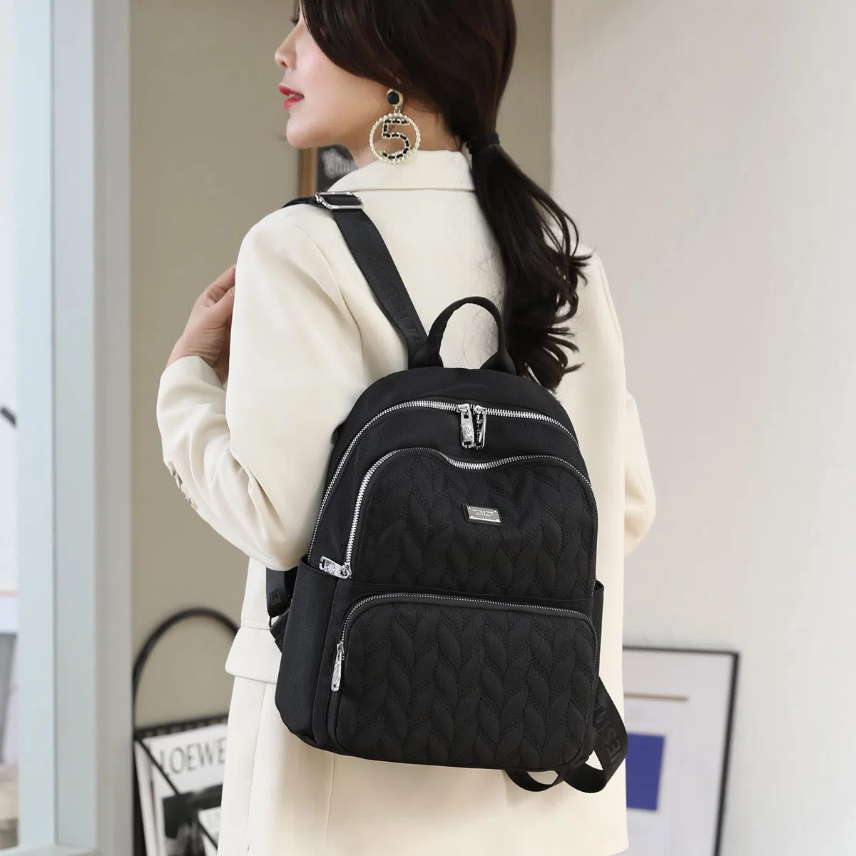 Zainetto Donna, Borsa Zaino Donna Antifurto Piccolo Borse Zaini Nylon Daypack Backpack Ragazza impermeabili per Scuola Viaggio Lavoro Uscire