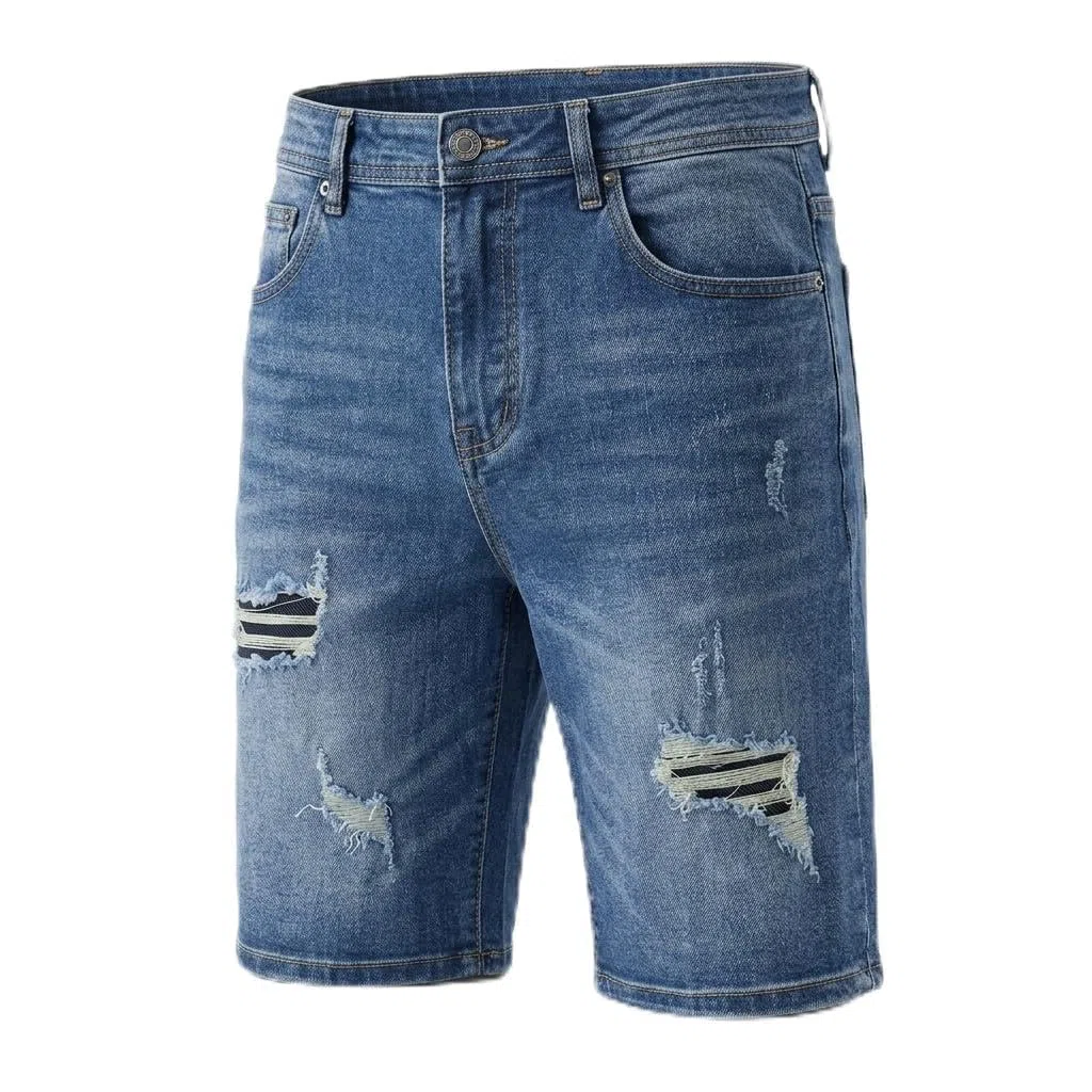 TONY BACKER - Bermuda Jeans Uomo, Pantaloncini Uomo Estivi con Strappi, Stile Casual, Urban, Shorts Denim, Jeans Corti Uomo Blu Art. HJ31