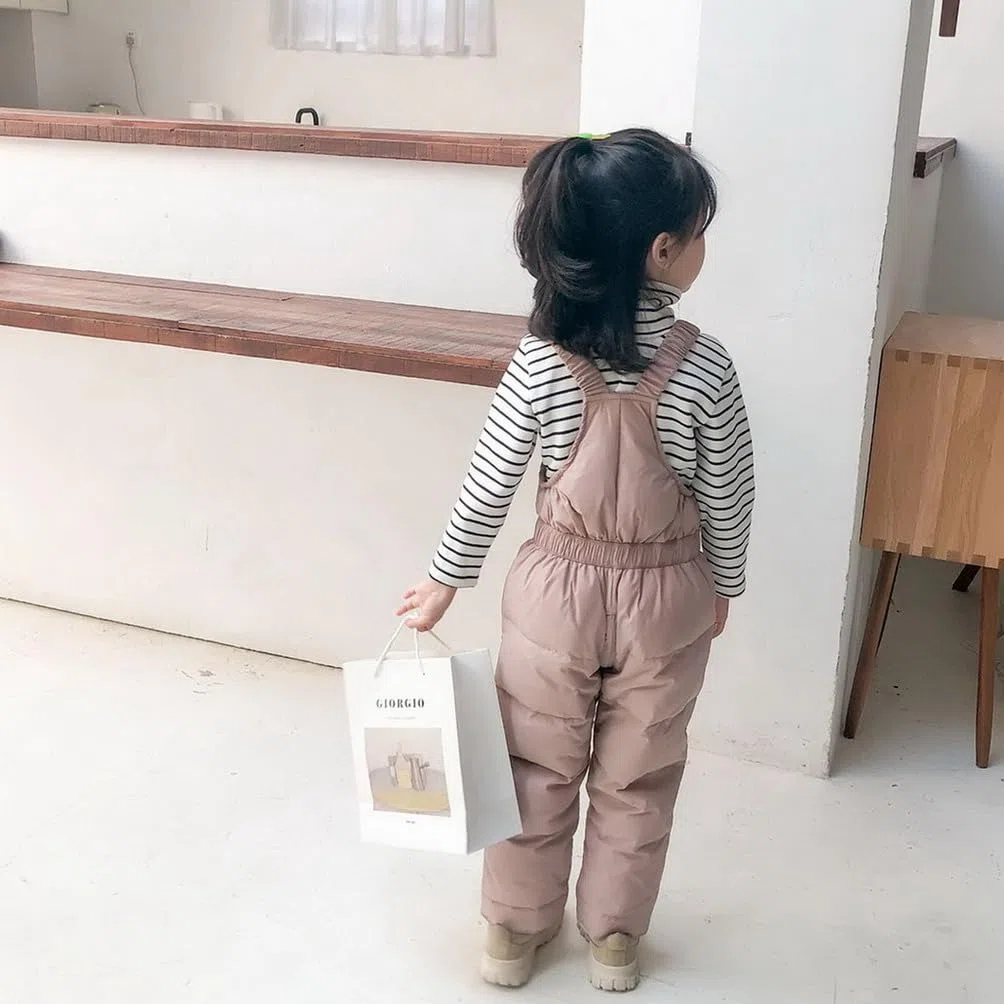 Baby Pantaloni Invernali Leggeri Piumini Pantaloni da Neve Ragazze Ragazzi Spessi Caldi Invernali Salopette Toddler Antivento Pantaloni da Sci Outdoor per Bambini 1-4 Anni