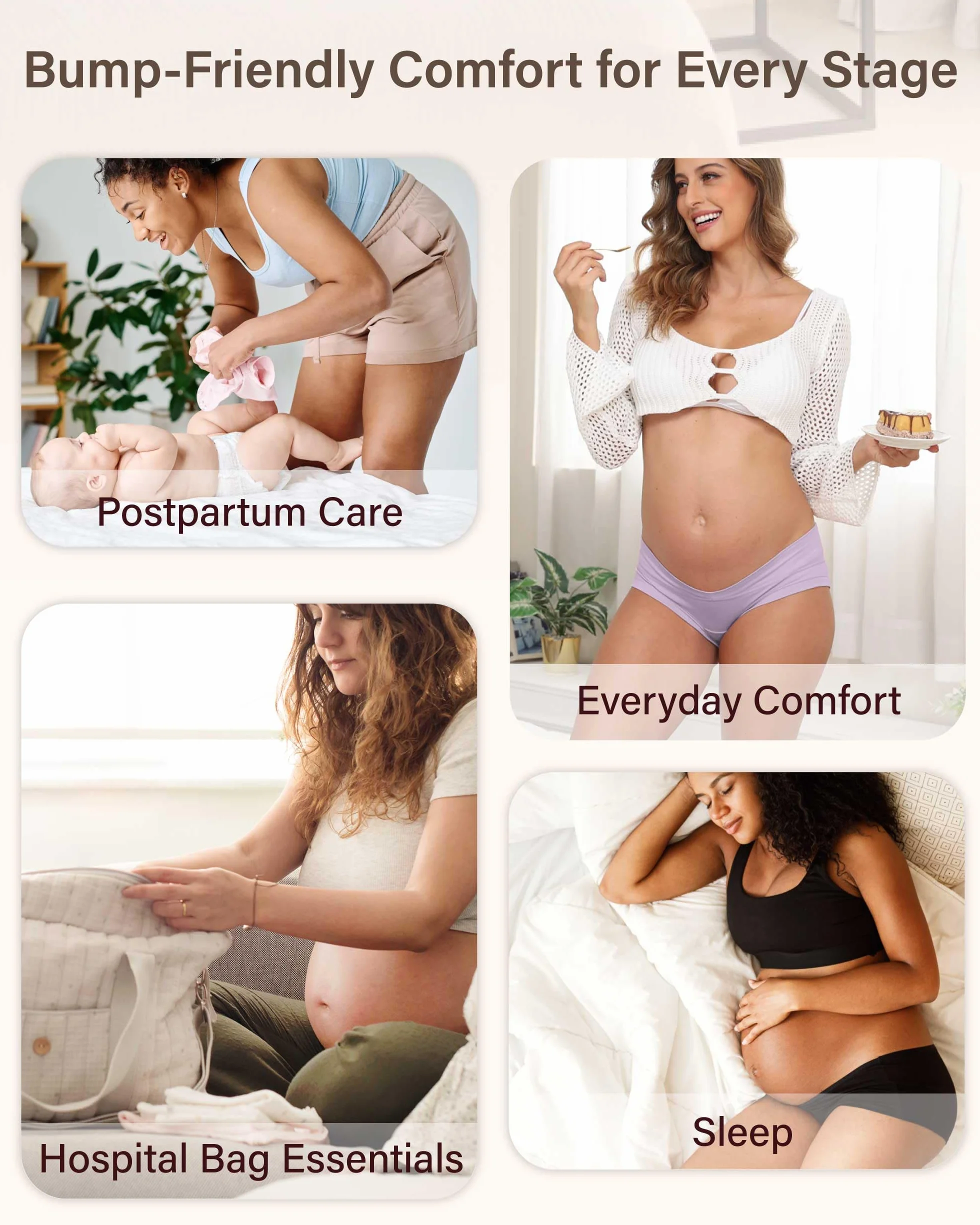 Intimate Portal Mutande Gravidanza in Cotone a Vita Bassa Culotte Premaman e Post Parto