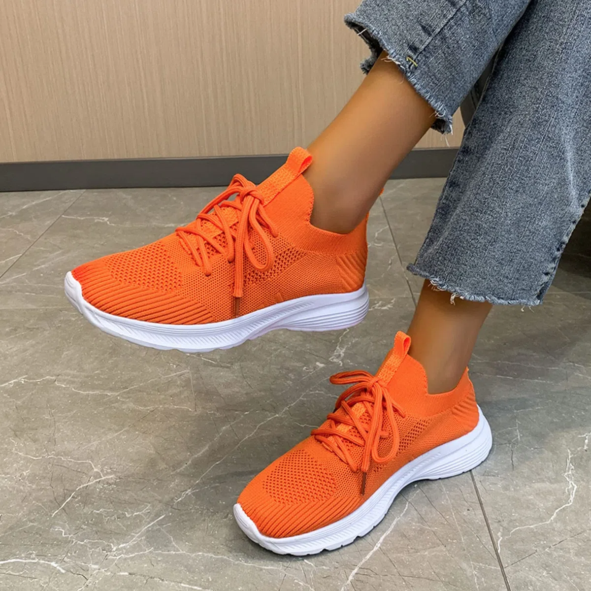 Scarpe da ginnastica da donna, scarpe sportive da donna, per palestra, corsa, traspiranti, alla moda, con lacci, antiscivolo, unisex, con suola spessa, comode
