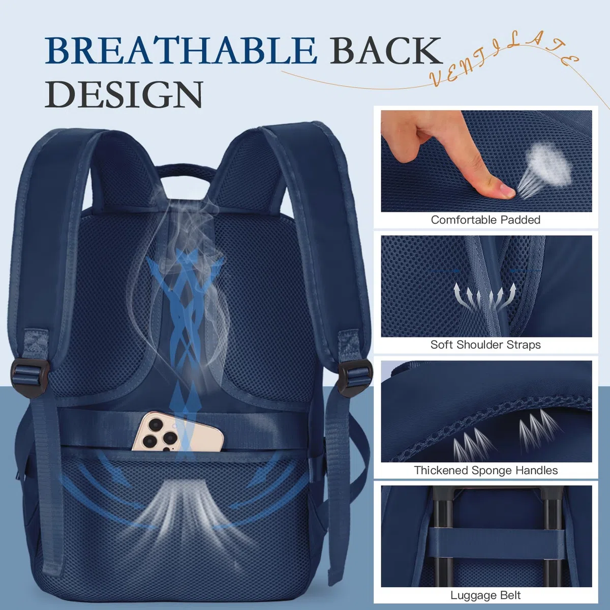 xlodea Zaino Easyjet 45x36x20, Bagaglio a Mano per Easyjet 45x36x20 Impermeabile Borse da Cabina Zaino da Viaggio Aereo Donna Borsa da Viaggio