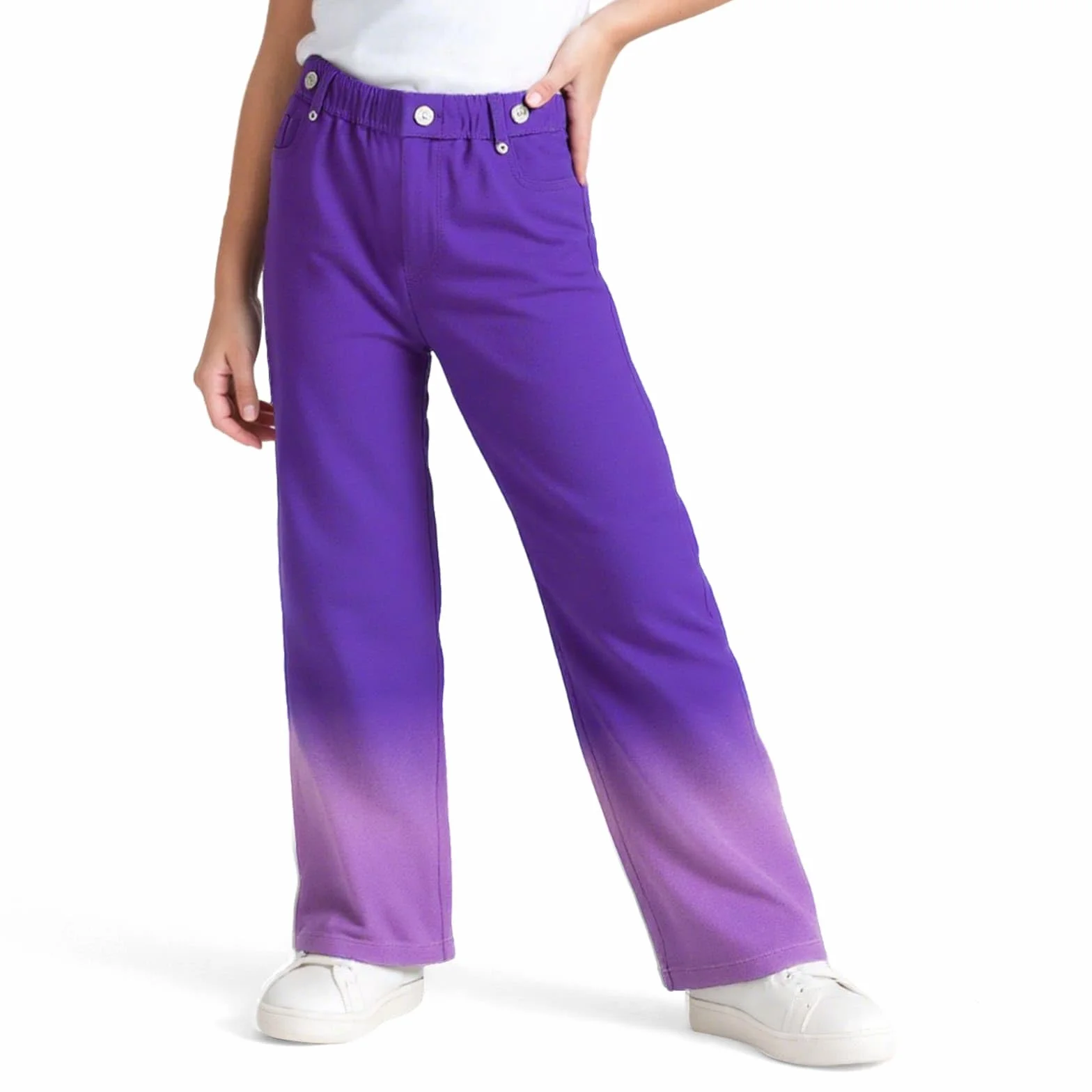Jeans Ragazze Larghi Baggy Denim Pantaloni Bambina Gamba Larga Elasticizzati Vita Lunghi Jean Ragazza Colorati Loose Fit Casual Pants Leggeri Moda Streetwear, 7-14 Anni