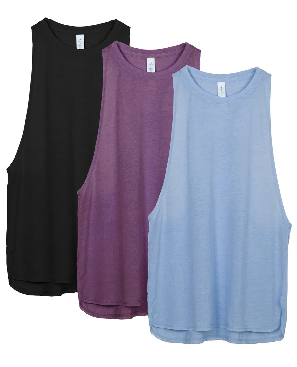 icyzone Canotta Donna Sportiva Traspirante e Sciolto Senza Maniche Atletica Palestra Camicie Corsa Yoga Tank Top (Pacco da 3)