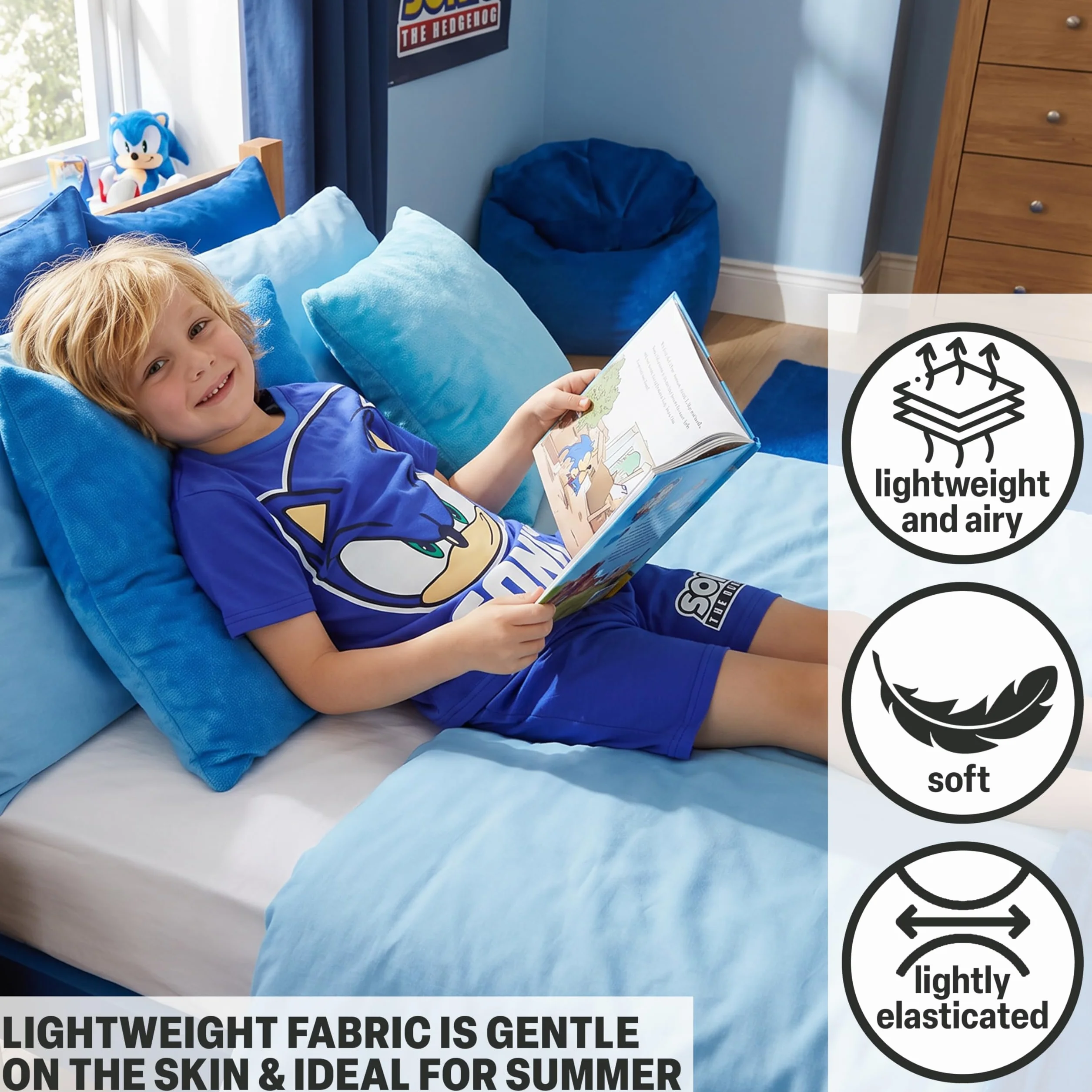 Get Trend Paw Patrol | Spongebob | Sonic The Hedgehog Pigiama Bambino, Pigiami Estivi Bambini Manica Corta, Abbigliamento da Casa Traspirante, Idee Regalo Ragazzo