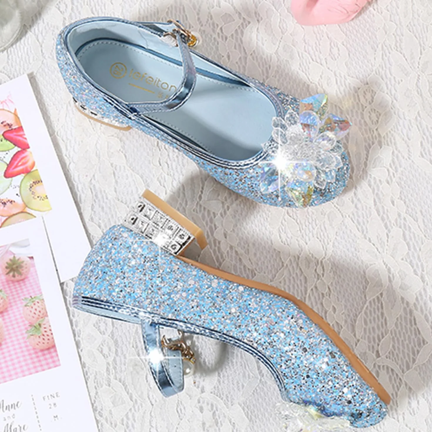 New front Bambine e Ragazze Scarpe col Tacco Principessa Scarpe da Principessa Scarpe per Costumi e Travestimenti Natale Carnevale martedì Grasso Regali Compleanno Antiscivolo