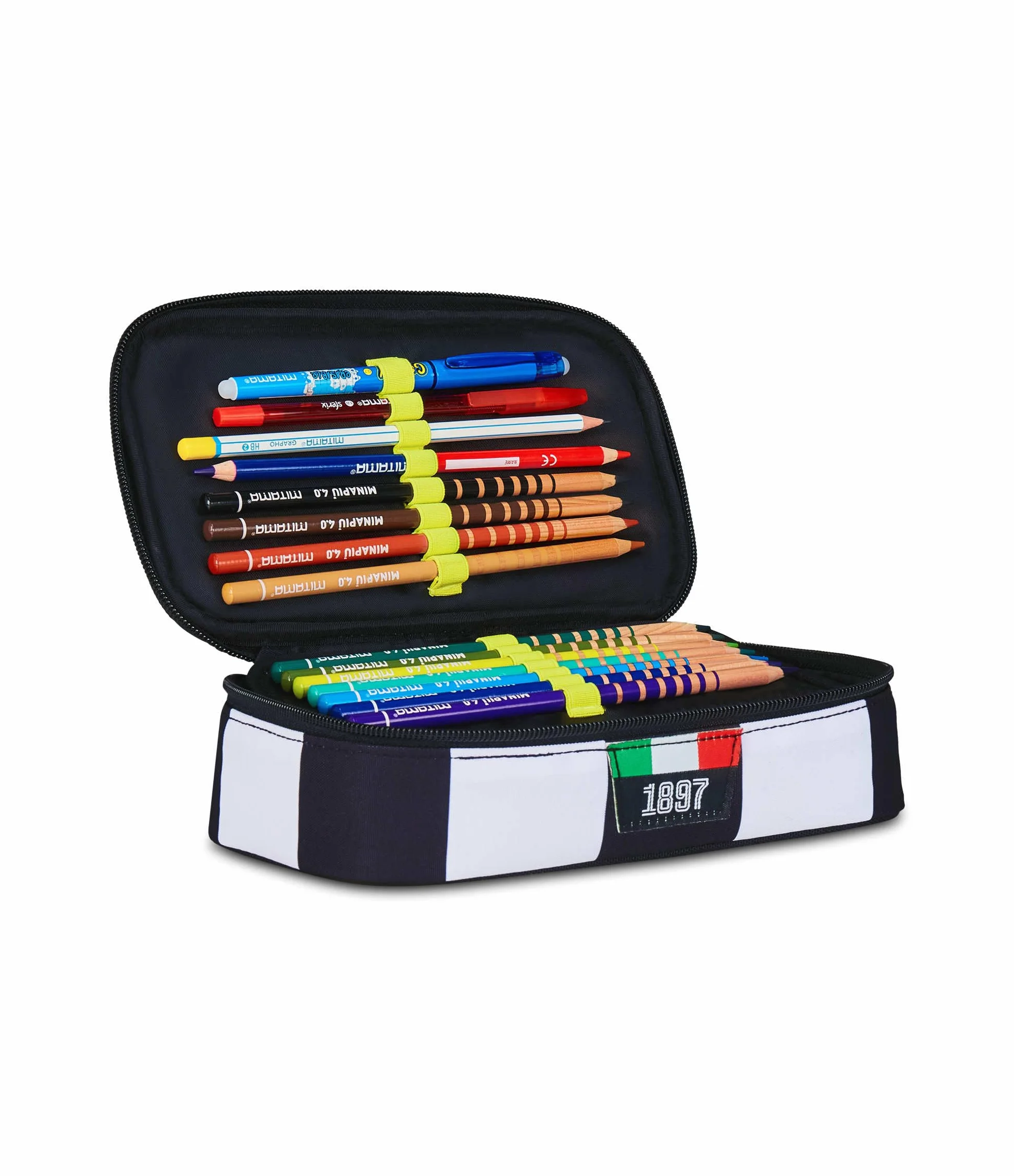 Seven Juventus Astuccio Scuola Quick Case, Nero, Portapenne Completo di Penne, Matite, Colori, Scuola Elementare e Media, Bambino, Calcio