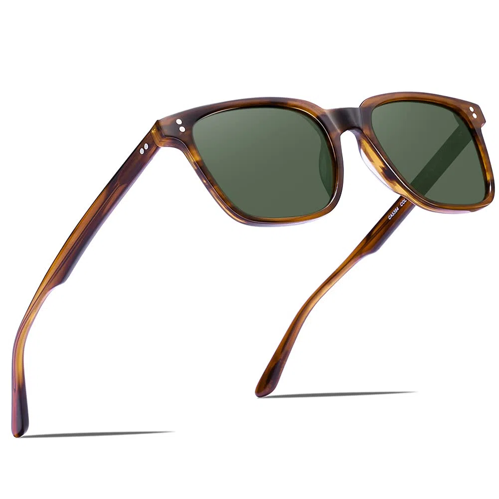 Carfia Vintage Polarizzati Occhiali da Sole da Uomo Protezione UV400 Telaio Acetato Stile Classico Elegante e Alla Moda