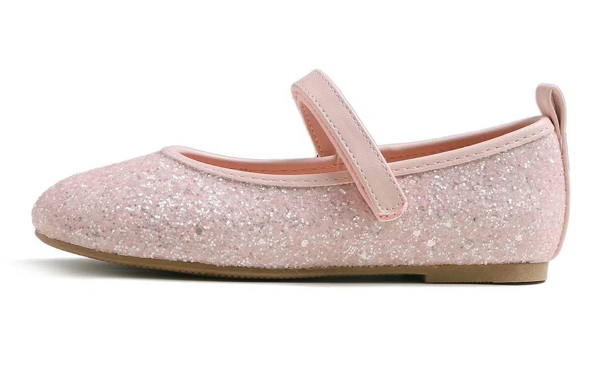Feversole Girls Glitter Cute Dress,Ragazze Mary Jane Strap Scarpe Basse Ballerine da Principessa Scarpe da Scuola Piatte