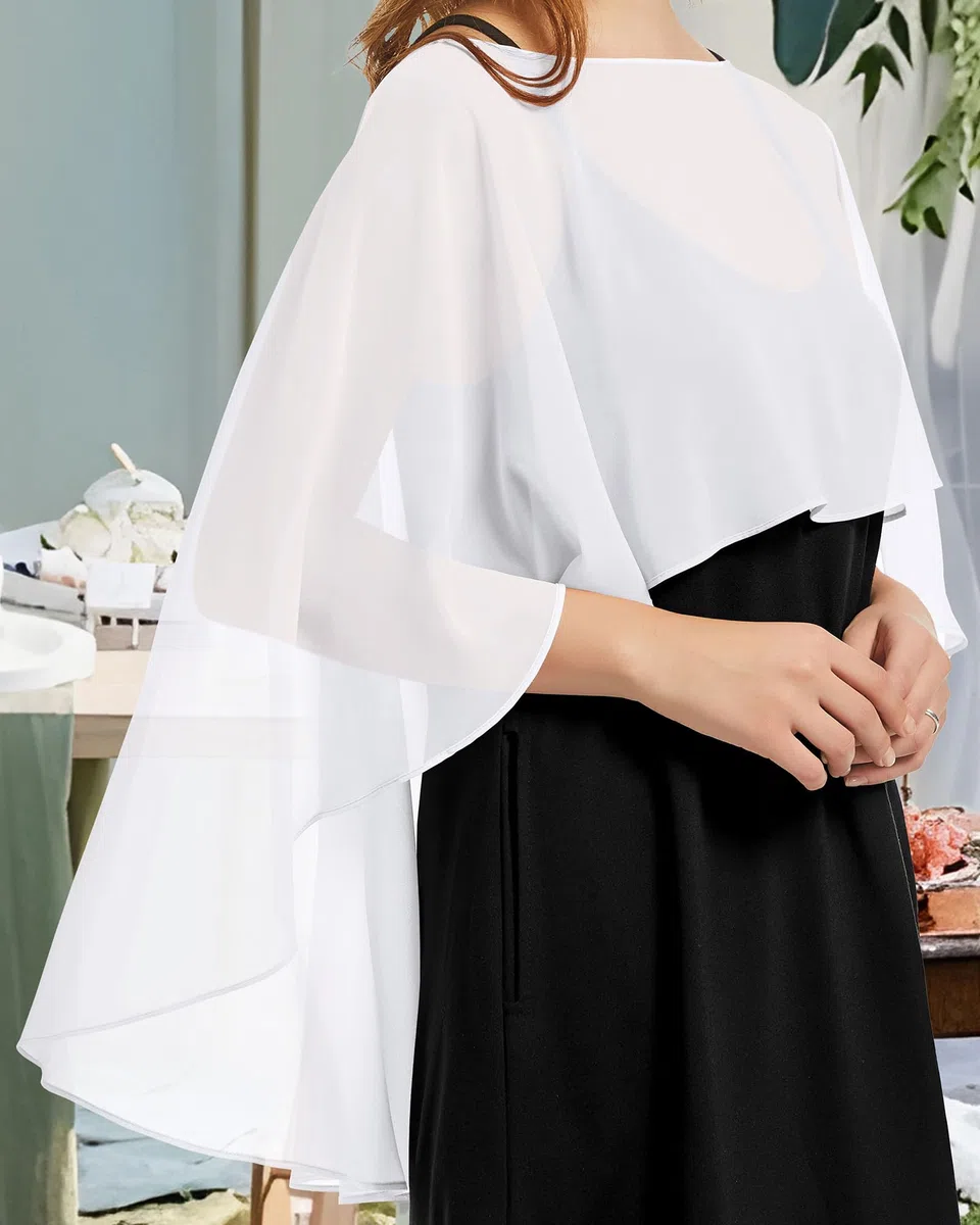 florynova Mantella da donna in chiffon, scialli per abiti da sposa, eleganti mantelle per banchetti