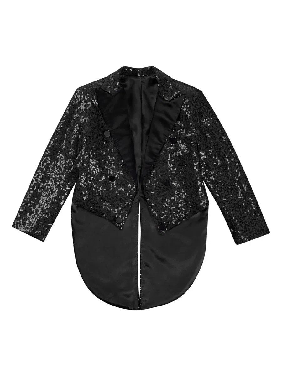 Giacca per Bambini con Paillettes Giacca Frac Scintillante Abito Elegante per Matrimonio Giacca Blazer Cappotto Abiti per Jazz Disco Street Dance
