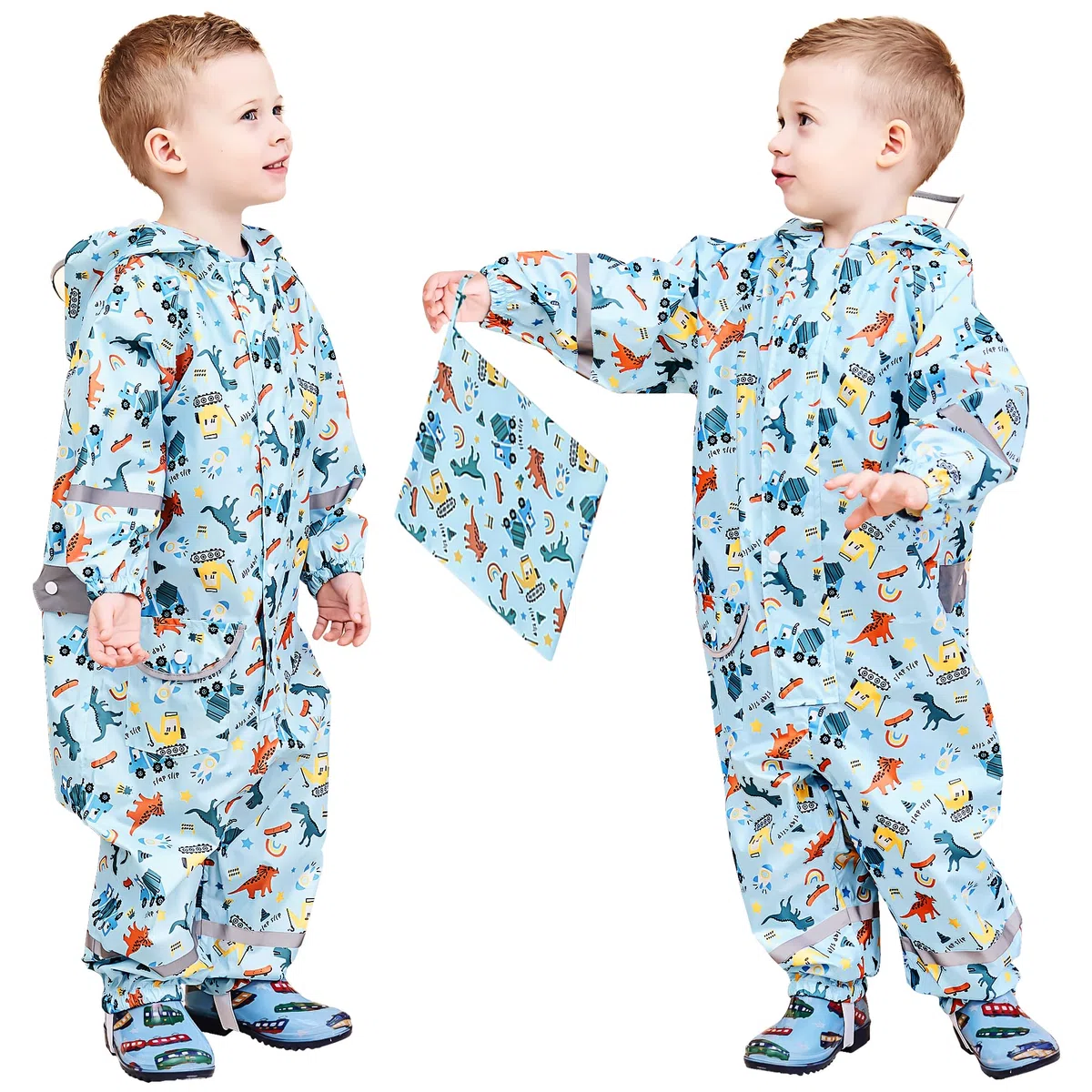 Impermeabile Pioggia Bambino Antipioggia con Cappuccio Ragazzi Tuta Portatile Jogging Tutto in Uno Poncho Giacche Impermeabili Bimbi Unisex 1-9 Anni