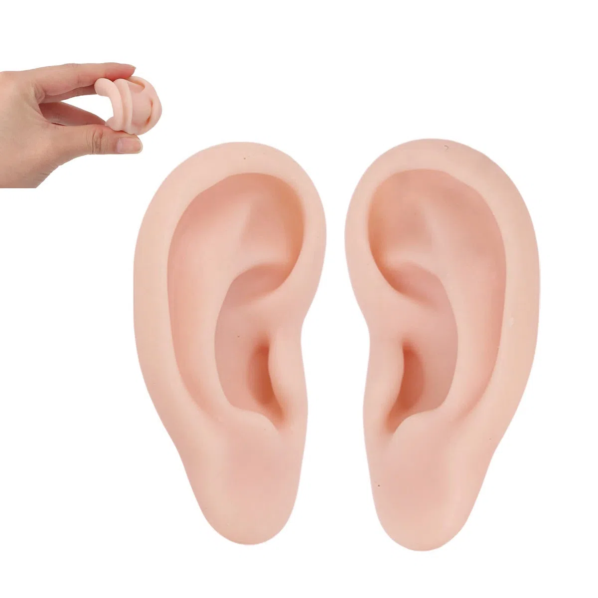 Orecchio finto 1 paio di orecchini in silicone modello morbido flessibile simulazione orecchio modello per orecchini visualizzazione orecchio piercing esercizio (2)